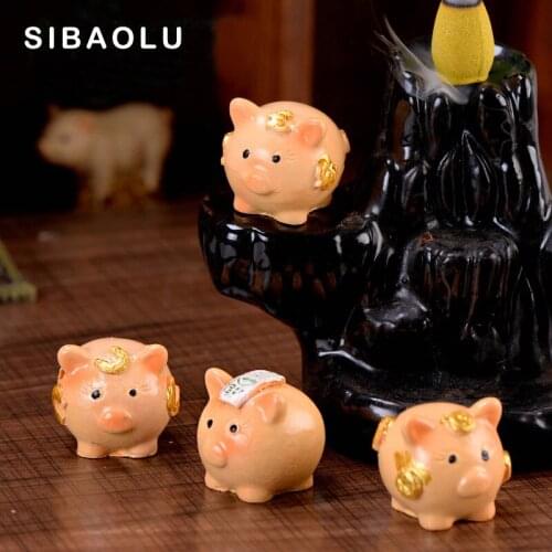 Golden Wealth Pig figurine Resin Craft cartoon Animal Model micro landscape home decor miniature fairy decoration accessories