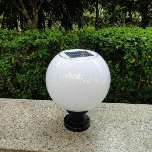 LED 200MM Solar Wall Pillar Lamp Outdoor Round Ball Round Light Pathway Light-ABUX