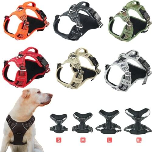 Dog Harness No-Pull Nylon Pet Harness Adjustable Soft Padded Dog Vest Reflective Easy Control Handle for Small Large Dogs