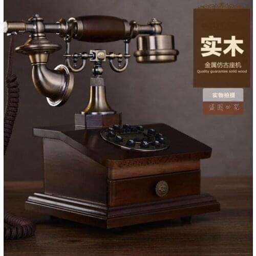 Solid Wood Vintage Antique Retro Caller ID Handset Desk Telephone Hand-free