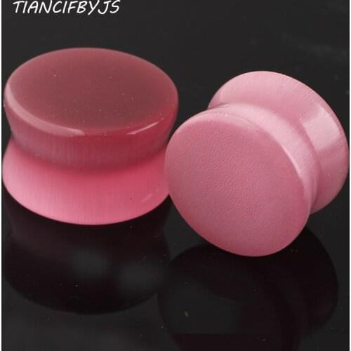 TIANCIFBYJS Cats Eye Organic Stone Double Flared Saddle Piercing Plug Earring Gauge Flesh Tunnel Ear Expanding Stretcher 80pcs