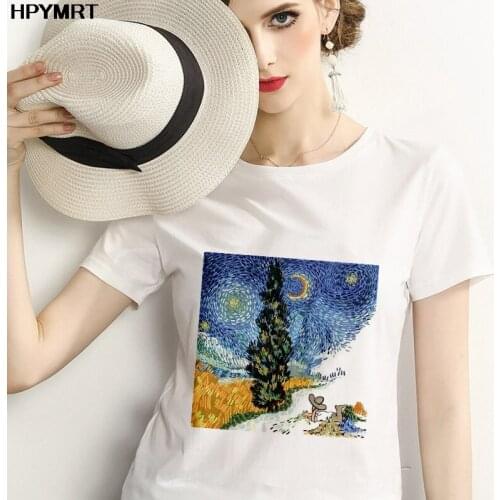Funny Van Gogh Harajuku Aesthetic T Shirts Women Oil Painting Ullzang T-shirt 90s Vintage Tshirt Fashion Tops Female clothing