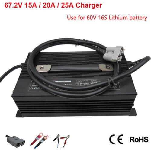 2000W 60V 25A Charger Output 67.2V Lithium Ion Fast Charger Used for 60 Volt 16S Motorcycle Forklift Battery Pack With Display