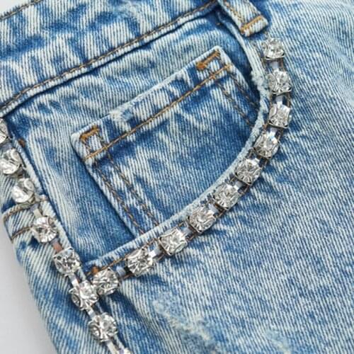 2021 Designer Women Mini A Line Skirt Fashion Diamonds Tassel Denim Skirts Elegant Ladies High Quality Crystal Short Jeans Skirt