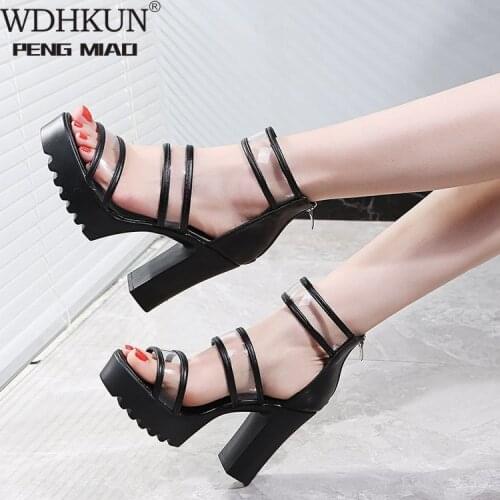 White Summer Sandal Shoes for Women 2021 New Arrival Sexy Peep Toe Thick Heels Sandals Platform Casual Russian Shoes Women W02