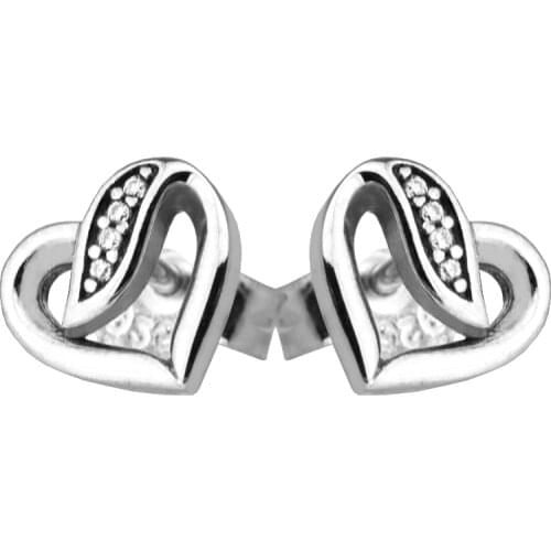 2017 Ribbons of Love Silver Earrings 100% 925 Sterling Silver Jewelry DIY Women Jewelry 09E079