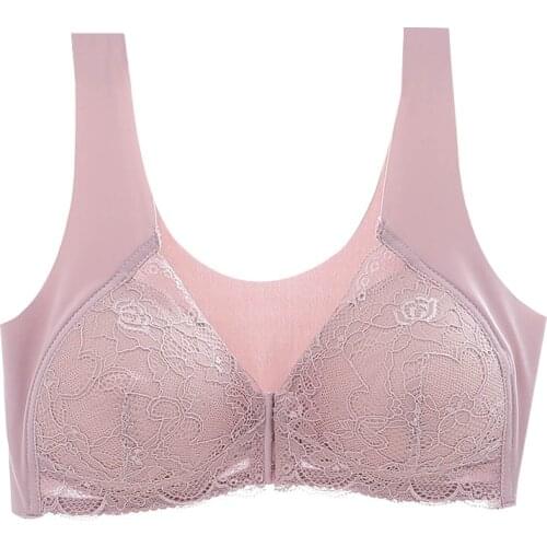 Women Lace Bra plus size underwear Sexy Push Up Wireless Bra Front closure