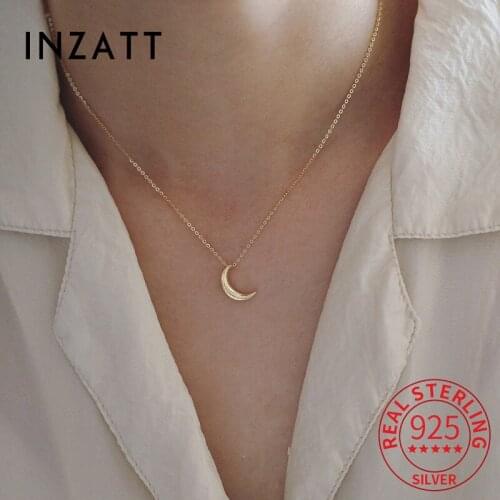 INZATT Real 925 Sterling Silver Moon 14K Gold Choker Necklace For Women Minimalist Fine Jewelry Punk Accessories Drop shipping