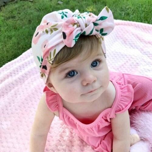MAYA STEPAN 1 Piece Children Flower Bowknot Kids Bow Cap Baby Hat Newborn Girls Clothes Accessories Infant Beanie Turban Solid