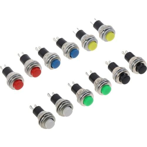 10pcs White Red Green Blue Black Yellow Panel mount 10mm Momentary OFF-(ON) Push button Switch Lower Screw Thread