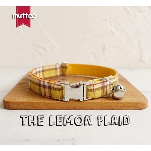 10pcs/lot MUTTCO Retailing stout durable soft cat collars handmade cat collars THE LEMON PLAID 2 sizes collar UCC057