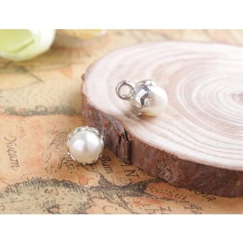 100PCS Fashion Faux Pearl 10mm Petal Buttons Charms Sewing Craft #26514