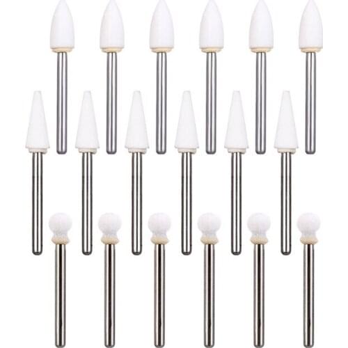 12 PCS Dental Polishing White Stones Bur Grinding Head For Finishing Porcelain Enamel Metal Alloy Resin 3 shapes 1.6mm