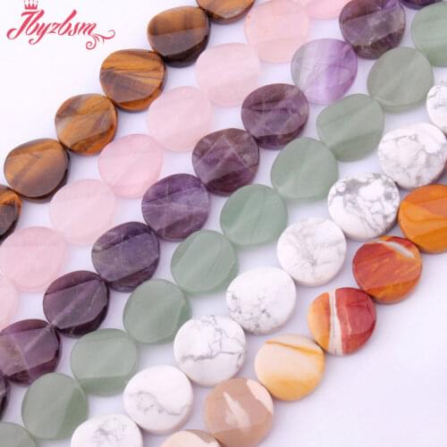 Natural Fluorite Crystal Tiger Eye Beads Round Coin Loose 16MM Stone Beads For DIY Necklace Earring Jewelry Making Strand 15"