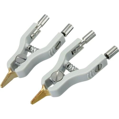 2Pcs Copper LCR Kelvin Test Clip Bridge Test Clip Microresistivity Clip Test Clamp Testing Instrument Accessories