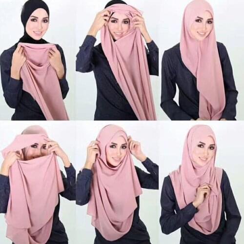 2020 Muslim Double Loop chiffon hijab scarf femme musulman wrap head scarves islamic headscarf malaysia hijab female foulard