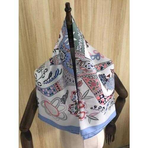 2021 New Arrival Fashion Elegant blue horse 100% silk scarf 90*90 cm square shawl twill wrap for women lady girl