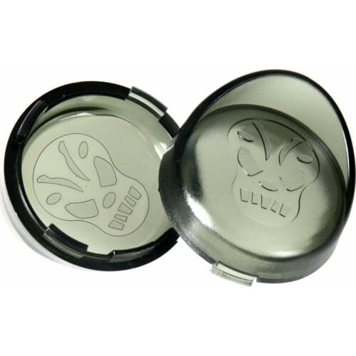 2X Rudyness Skull Trim Ring Visor Turn Signals Smoked Lens Cover For 1990-2017 Harley Sporster 883 Dyna Models