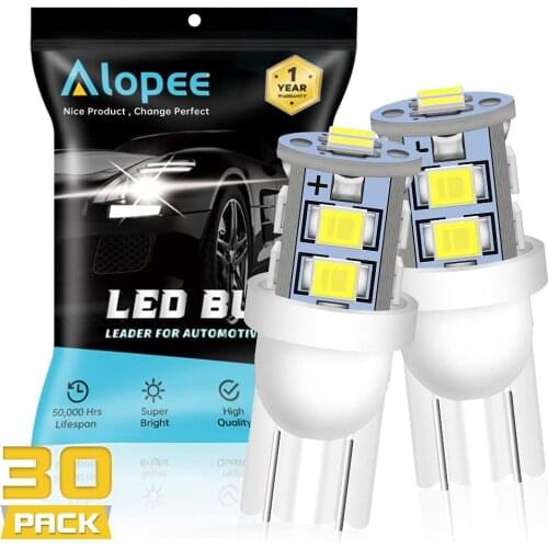 30-Pack T10 194 168 2825 175 W5W White 2835 10 SMD LED Light for 12V Car Bulb Map Dome Courtesy Side Marker License Plate Light