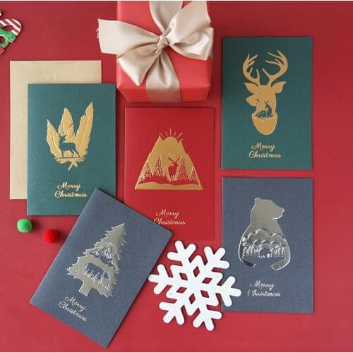 5pcs Christmas Thank You Cards Greeting Cards With Envelope Christmas Postcard Gift Creative Christmas Decoration