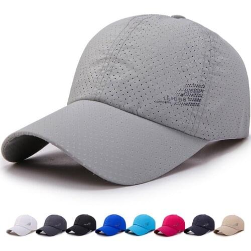 New Men Women Summer Baseball Cap Quick Drying Hats Unisex Breathable Sport Pure Color Snapback Hat bone baseball hat