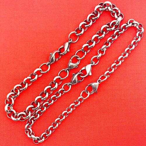 Rolo Chain Lobster Clasp Bracelet Stainless Steel Mens Womens Bracelets AMYA Jewelry for Men Women