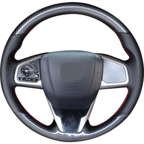 5D Carbon Fiber&Hole Leather Steering Wheel Hand Sewing Wrap Cover Fit For Honda Civic 16-2019 / CR-V 17-2019 / Clarity 16-2018