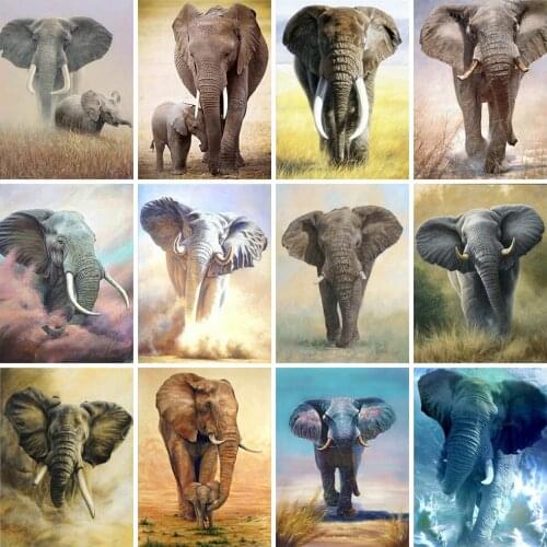 EverShine Diamond Mosaic Animals Cross Stitch Diamond Embroidery Elephant Rhinestones Art Bead Picture Kits Home Decoration
