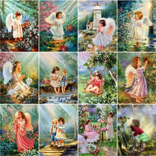 HUACAN Coloring By Numbers Angel Portrait For Home Decor DIY Gift Painting By Number Flower Girl Frame Handpainted Canvas Modern