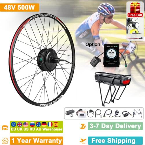 EBIKE Conversion Kit 20-29 inch 700C Electric Bicycle Conversion Kit 48V 500W Front Rear Hub Motor Wheel with Battery Optional
