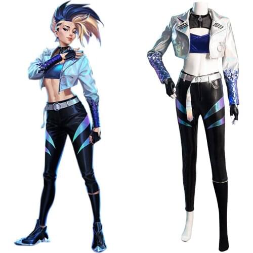 LOL KDA Groups Akali The Rogue Assassin Cosplay Costume Coat Vest Outfits Halloween Carnival Suiuit