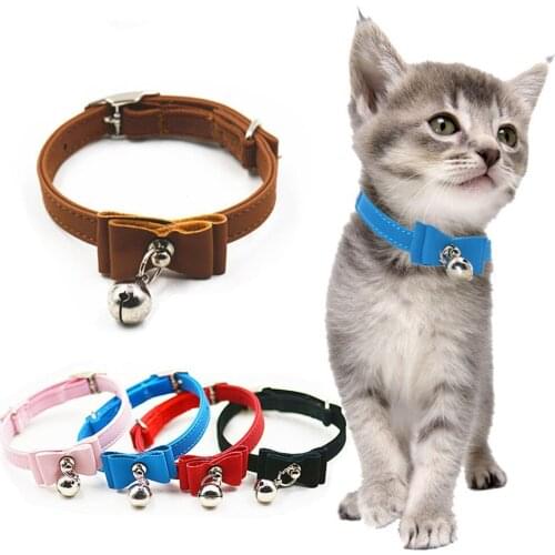 Colorful Pet Supplies Adjustable Cat And Dog Collar With Bell And Bow Knot Buckle Collar Cat Accessories Collar Small Dog