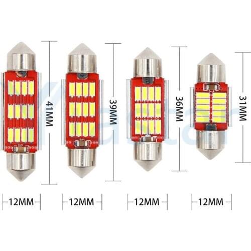 200X Festoon 31mm 36mm 39mm 41mm C5W CANBUS NO Error Auto Light 12 SMD 4014 LED Car Interior Dome Lamp Reading Bulb White DC12V