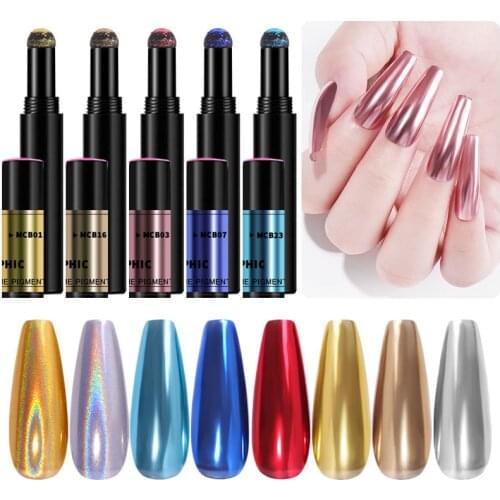 Manicure Air Cushion Magic Pen Magic Mirror Powder Mirror Effect Laser Gold and Silver Pen Solid Chalk Phantom Nail Pen Design