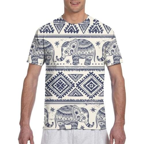 Boho Mandala Elephant Fashion T-shirt Men 2020 Summer Crew Neck Mens Tshirt Tee Shirts