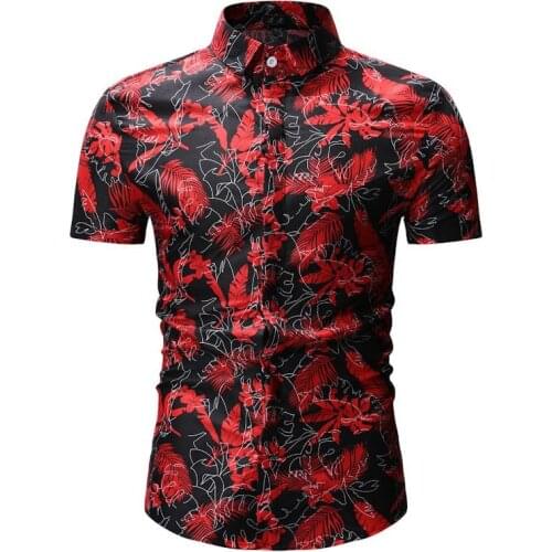 The most fashionable Hawaiian Print Shirt Mens 3D leaves 2019 summer new Hawaiian short sleeve shirt