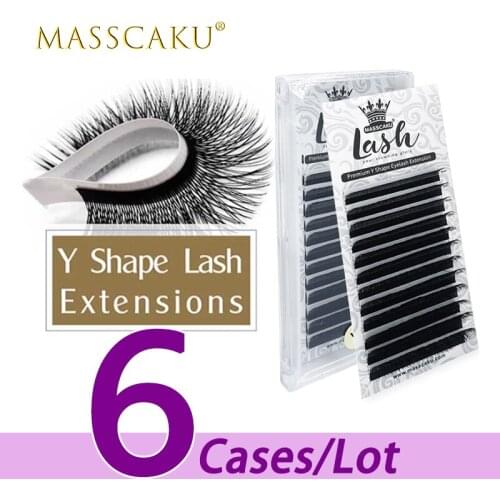 6case/lot 12 rows yy shape super matte black lash individual 8-15mm false eyelash extensions trays all size cilios for beauty