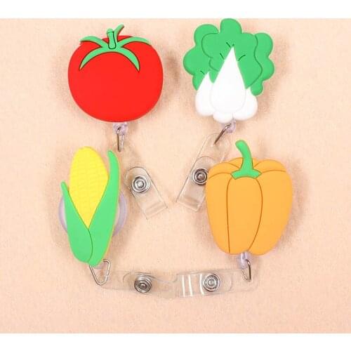 New Cute Pumpkin Tomatoes Vegetables Retractable Pull Badge Reel ID Lanyard Name Tag Card Badge Holder Reels For KIDS