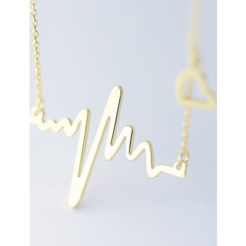 New EKG Hearts Beat Necklace pendant heartbeat necklace for ladies.Heart Womens pendants