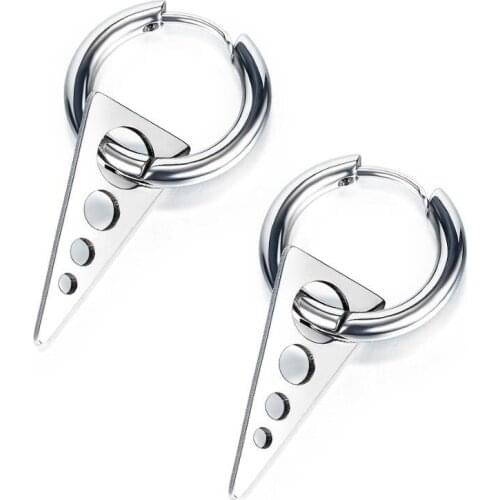 New Arrival Retro Versatile Triangle Circle Stud Earring Stainless Steel For Man Gift Not Fade Drop Shipping