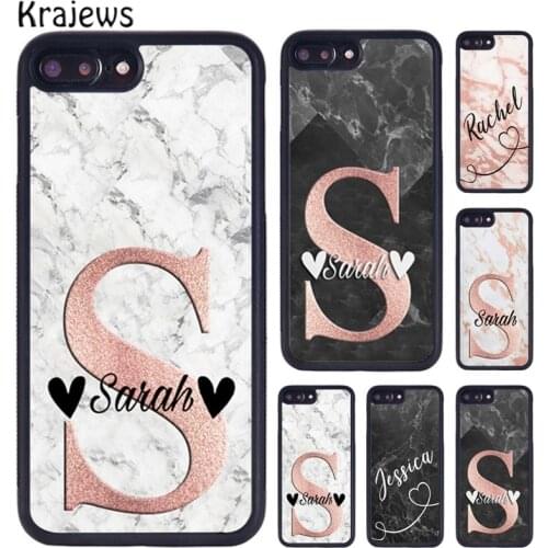 Krajews PERSONALISED INITIALS Name MARBLE Phone Cases For iPhone X XR XS 11 12 Pro MAX 5 6 6S 7 8 Plus Samsung S7edge S8 S9 S10