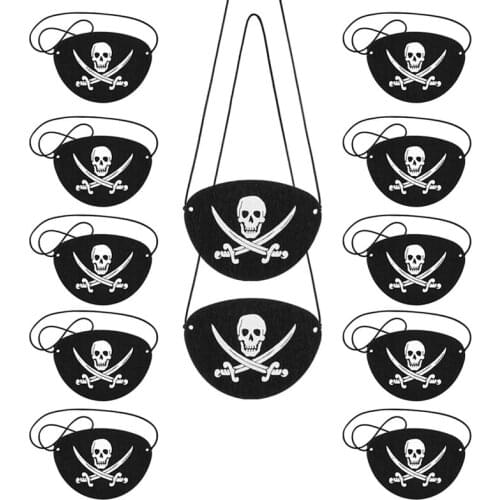 6pcs Pirate Eye Patch Skull Crossbone Eye Patch Eye Mask for Pirate Theme Party Kids Halloween Decorations