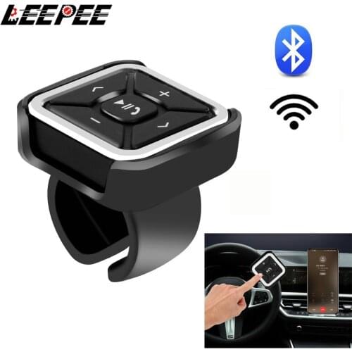 LEEPEE Portable Wireless Bluetooth Steering Wheel Remote Control Smartphone Control for Media MP3 Music Play for Android IOS