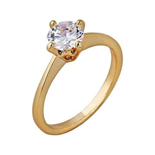 Size 7-8# Upscale Brand Jewelry Clear Cubic Zirconia 18K Gold Women Engagement Wedding Bridal Band Ring A1135