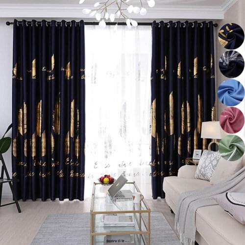 Luxury Golden Leaves Blackout Window Curtains For Living Room Bedroom Custom Made White Sheer Voile