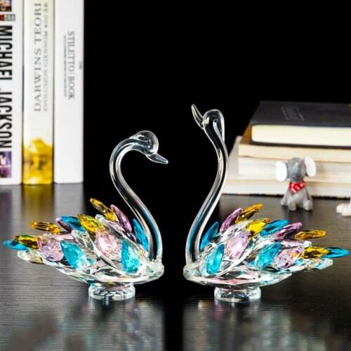 Famous Brand Handmade Crystal Swan Figurine Gift Crafts Ornaments Figurines Home Wedding Party Decor Gifts Souvenir