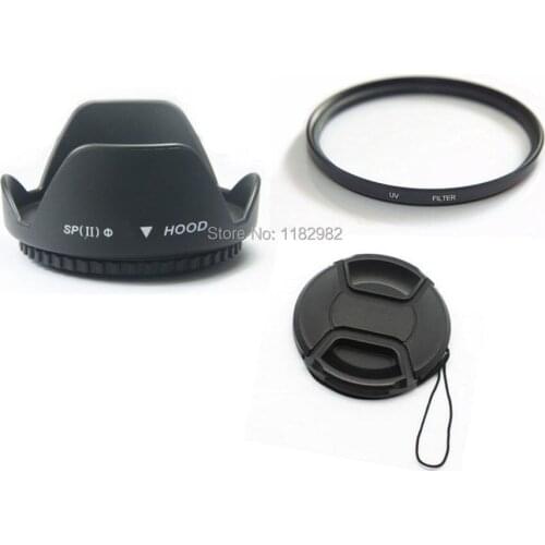 3in1 Camera Lenses Lens Protect UV Filter + Flower Lens Hood + Lens Cap Set fit ALL 55mm Filter Size FOR Canon Camera