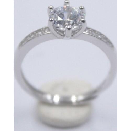 Pure 925 Sterling Silver Prong Set Bling Zircon Ring For Woman Size from 5 to 12 WMR20A