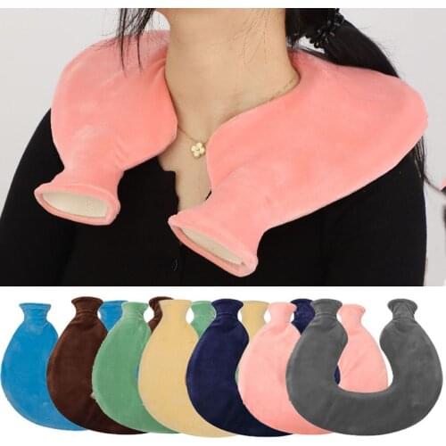1L Portable Neck Washable Crystal Velvet Fleece Warm Protective Hot Water Bag Cover Hand Feet U Shaped Removable Explosion Proof