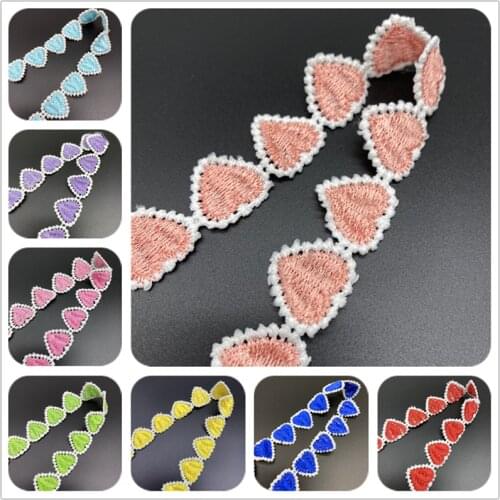 1yard 23mm Colorful Heart-shaped Lace Trim For Knitting Wedding Embroidered DIY Handmade Patchwork Ribbon Sewing Supplies Crafts